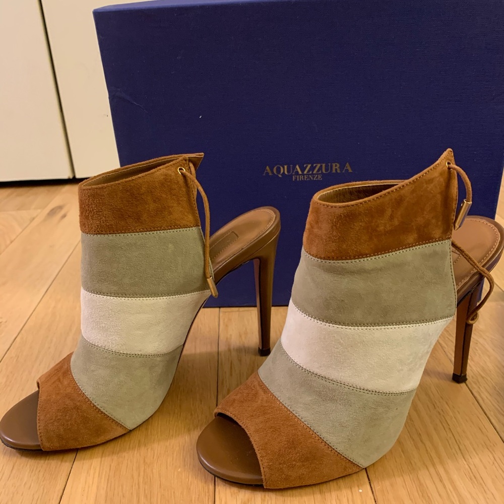 Aquazurra stripped suede rainbow sandal